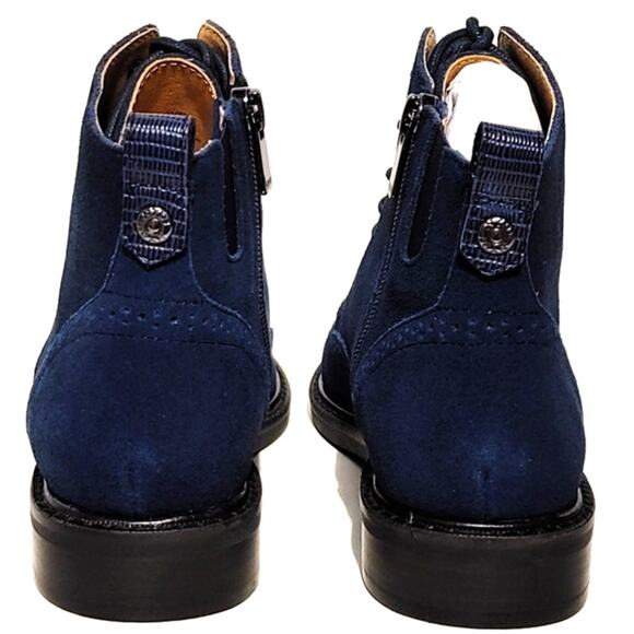 NYDJ Eileenspcs Ankle Boots Lace-Up Block Heel Soft Suede Blue Womens Size 5.5 - Picture 5 of 9